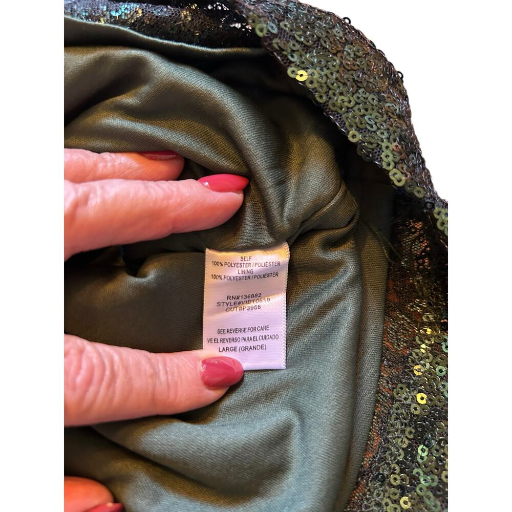 The Vintage Shop Green Sequined One Shoulder Dress - Size L - Picture 9 of 14